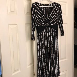 Black and white polka dot dress.